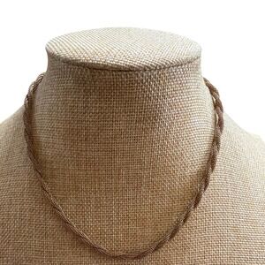 Rose‎ /Gold Tone Twisted Mesh Braided Multi Strand Chain Necklace Textured